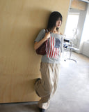 Det Vintage American Flag Printing One-Off-Shoulder Short Sleeve T-Shirt