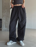 Color matching cross string nylon pants