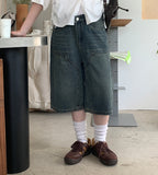 Leuel Vintage Carpenter Bermuda Washing Denim Pants