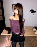 Leza Striped Off-Shoulder Long-Sleeve T-Shirt