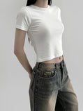 Rebed brushed cropped short sleeve T-shirt