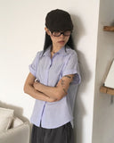 Muse Basic Rollup Rollup Cotton Short-Sleeved Shirt