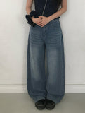 Ops Stripe Washing Denim Wide Pants