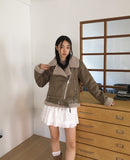 Syonti Overfit Belt Fleece Suede Mustang