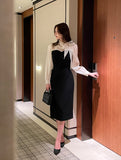 Melage Chiffon Color Matching Tie H-Line One Piece