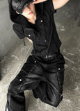 Pigment Short Sleeve Line Hood Zip-Up