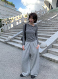Rhythm Diagonal Unbalanced Button Hood Long Sleeve T-shirt