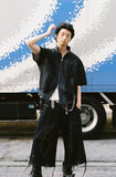 punching chain short sleeves blouson