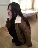 [fleece lining] Drom Suede Fluffy Fur Collar Mustang Jumper