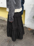 Vein Lace Banding Long Skirt