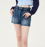 Flower Half Denim Pants