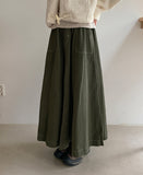 Doroni banding stitch long flare skirt