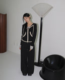 Esha Lace Color Matching Two-Way Knit Hood Zip-Up