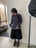 Brikin Cotton Midi Frill Skirt