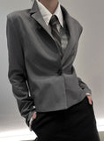 short one button blazer