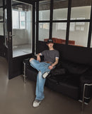 Piece Damaged Wide Denim Pants