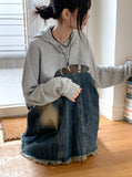 Lots Snap Button Waffle Layered Hood Bolero