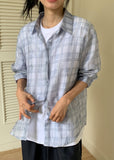 Rimu Summer Loose-Fit See-Through Check Shirt