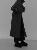 High-neck adjust double long coat