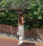 Silver Strap Back Point Balloon Herringbone Wide Cotton Pants