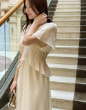 Seine V-neck Peplum Flare Chiffon One Piece