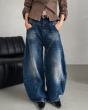 Tiv Curved Cut Balloon Denim Pants