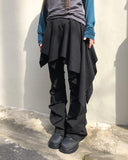 For Unbalanced Banding Layered Midi Skirt