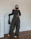Five Strap Off Shoulder Stripe Long Sleeve