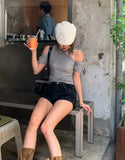 Jeanne Scarf Off Shoulder Tee