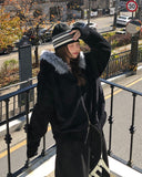 Fame Fleece Raccoon Fur Hooded Zip-Up