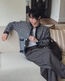 Noir Tweed Pocket Round Cardigan