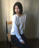 Come Bokashi Pearl Ribbon Knit Cardigan