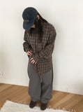 Charne Herringbone Wide Cotton Pants