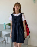 Vivelo Denim Shirring Mini One Piece