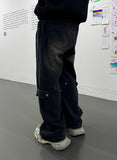 Snake flap button denim pants