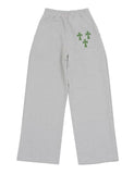 TRIPLE CROSS Embroidered Training Pintuck Wide Pants