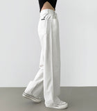 Buckle brushed straight wide fit cotton pants