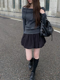 Haev String Ribbon Off-Shoulder Rib Knit