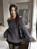 Tome Cable Off-Shoulder Loose-Fit Knit