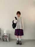 Mimyu check banding nylon Bermuda pants