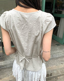 Hayo Ribbon Strap Cap Sleeve Short Sleeve Blouse