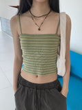 Ripped Stripe Dangara Square Crop Sleeveless