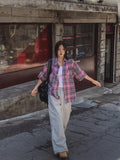 Mid-checkered Overfit Short-Sleeved Shirt
