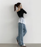 Layered See-Through Frill Banding Skirt