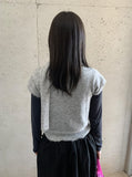 Nipped Hairy Muffler Short Sleeve Knit