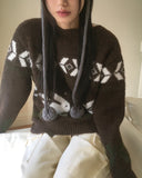 Rowin Rabbit Nordic Brush Fur Round Knit