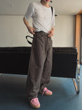 Flame embroidery carpenter pants