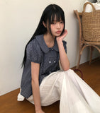Puren Double-Button Short-Sleeve Blouse