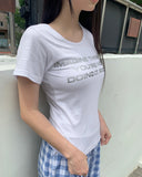 Sachin silver lettering round short sleeve T-shirt