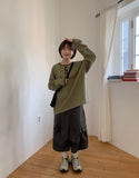 [unisex] Damok Henry Neck Waffle Over Long Sleeve Tee